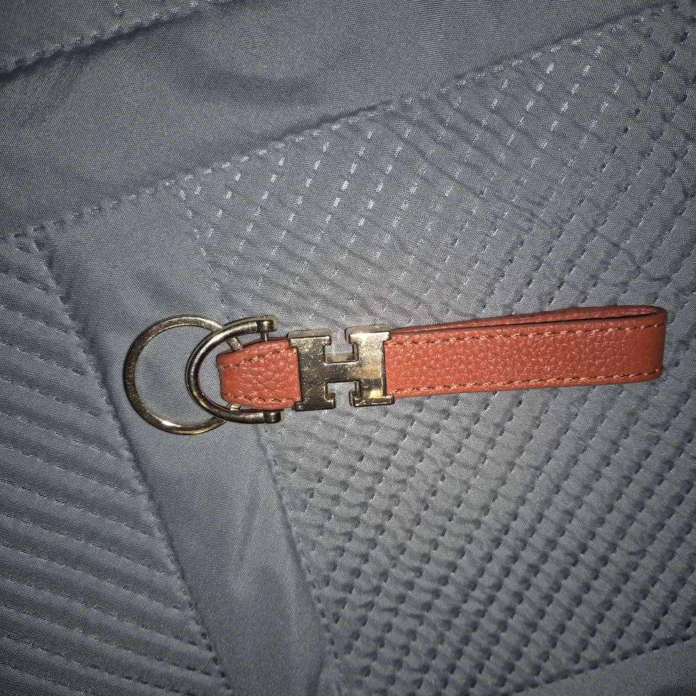 Luxury H Orange Leather Keychain